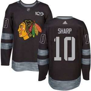 Herren Chicago Blackhawks Eishockey Trikot Patrick Sharp #10 Authentic Schwarz 1917-2017 100th Anniversary